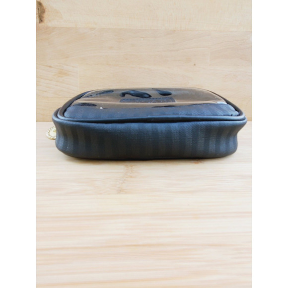 Oscar De La Renta Makeup Bag Black Striped Clear Front Zipper Travel Case - Picture 4 of 9